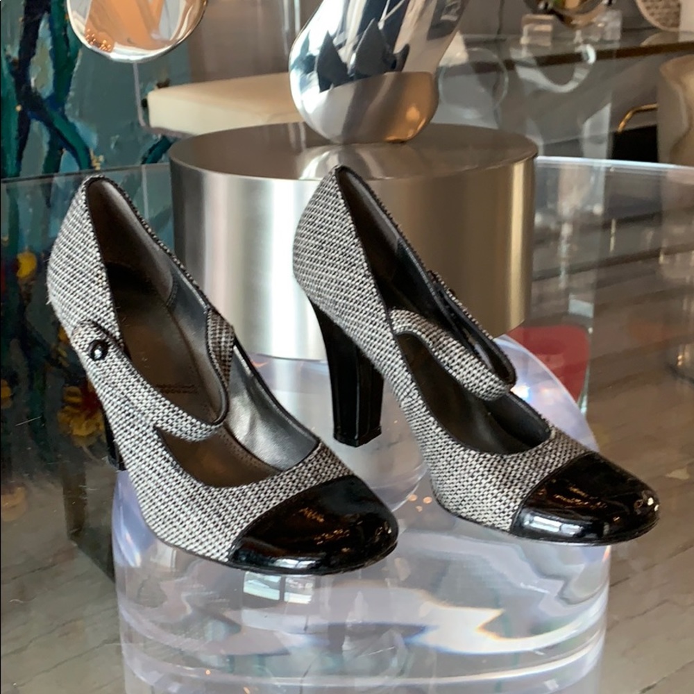 Elie Tahari Patent Leather & Fabric Pumps